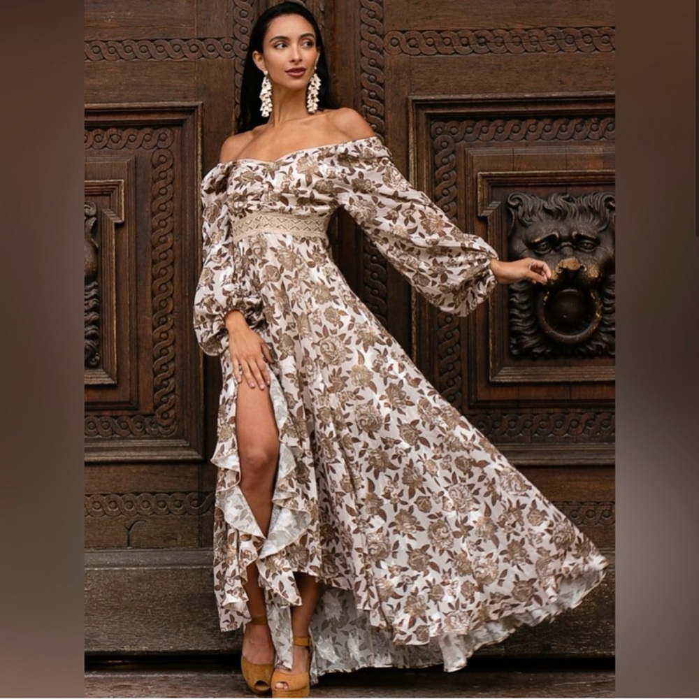 Joyfolie Isabella Dress in Neutral Floral